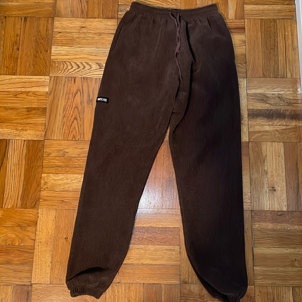 Charcoal brown white fox sweats XS